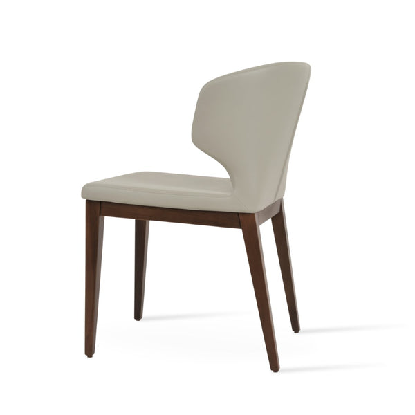 Soho Concept Amed Sled Wood Dining Chair - Elegant Beech Design, Soft Leatherette, 2-year Guarantee, 350 Lbs Capacity Walnut,Light Grey  Soho-concept-dining-chair-00098