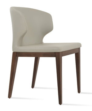 Soho Concept Amed Sled Wood Dining Chair - Elegant Beech Design, Soft Leatherette, 2-year Guarantee, 350 Lbs Capacity Walnut,Light Grey  Soho-concept-dining-chair-00098