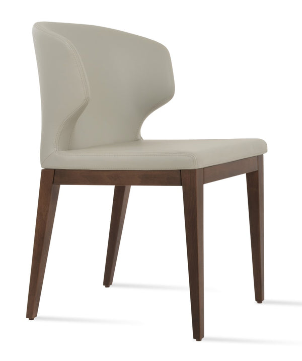 Soho Concept Amed Sled Wood Dining Chair - Elegant Beech Design, Soft Leatherette, 2-year Guarantee, 350 Lbs Capacity Walnut,Light Grey  Soho-concept-dining-chair-00098