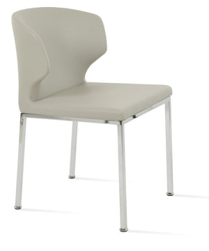 Soho Concept Product: Amed Metal Dining Chair - Stylish Leatherette Comfort With 2-year Guarantee, Versatile Design Chrome,Light Grey  Soho-concept-dining-chair-00116