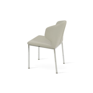 Soho Concept Product: Amed Metal Dining Chair - Stylish Leatherette Comfort With 2-year Guarantee, Versatile Design Chrome,Light Grey  Soho-concept-dining-chair-00116