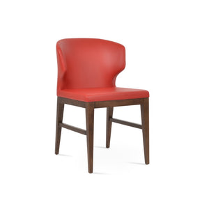 Soho Concept Amed Wood Dining Chair - Premium Leatherette, Solid Beech Base, 2-year Guarantee, Modern Versatility Walnut,Red  Soho-concept-dining-chair-00111
