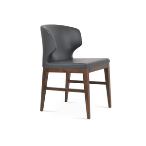 Soho Concept Amed Wood Dining Chair - Premium Leatherette, Solid Beech Base, 2-year Guarantee, Modern Versatility Walnut,Grey  Soho-concept-dining-chair-00112