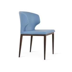 Soho Concept Amed Mw Dining Chair - Stylish Leatherette Seat, Modern Design, 2-year Guarantee, Made In Türkiye! Walnut,Blue  Soho-concept-dining-chair-00125