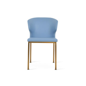 Soho Concept Product: Amed Metal Dining Chair - Stylish Leatherette Comfort With 2-year Guarantee, Versatile Design Brass,Blue  Soho-concept-dining-chair-00147