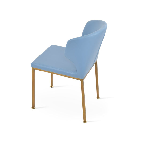 Soho Concept Product: Amed Metal Dining Chair - Stylish Leatherette Comfort With 2-year Guarantee, Versatile Design Brass,Blue  Soho-concept-dining-chair-00147