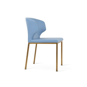 Soho Concept Product: Amed Metal Dining Chair - Stylish Leatherette Comfort With 2-year Guarantee, Versatile Design Brass,Blue  Soho-concept-dining-chair-00147