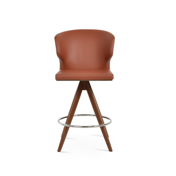 Soho Concept Pera Swivel Counter Barstools With Metal Bases - Stylish Leatherette, 2-year Guarantee, 300 Lbs Capacity Cinnamon  Soho-concept-dining-chair-10181