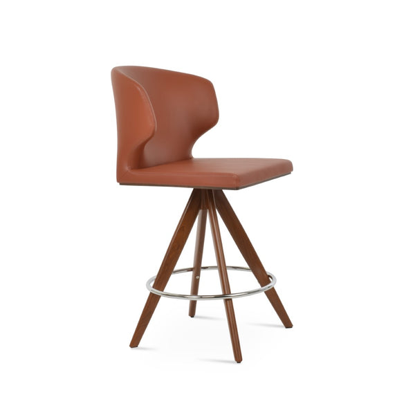 Soho Concept Pera Swivel Counter Barstools With Metal Bases - Stylish Leatherette, 2-year Guarantee, 300 Lbs Capacity Cinnamon  Soho-concept-dining-chair-07369