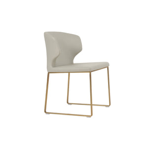 Soho Concept Amed Sled Dining Chair - Elegant Leatherette Upholstery, Stylish Metal Base, 2-year Guarantee, Grey Brass,Light Grey  Soho-concept-dining-chair-00197