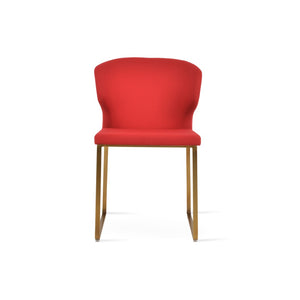Soho Concept Amed Sled Dining Chair - Luxurious Upholstery Options, 10-year Guarantee, Stylish Metal Frame Brass,Red  Soho-concept-dining-chair-00196