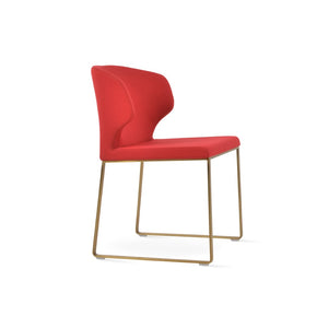 Soho Concept Amed Sled Dining Chair - Luxurious Upholstery Options, 10-year Guarantee, Stylish Metal Frame Brass,Red  Soho-concept-dining-chair-00196
