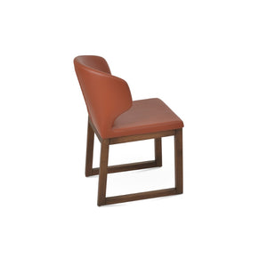 Soho Concept Amed Sled Wood Dining Chair - Elegant Beech Design, Soft Leatherette, 2-year Guarantee, 350 Lbs Capacity Walnut  Soho-concept-dining-chair-00184