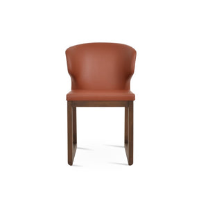 Soho Concept Amed Sled Wood Dining Chair - Elegant Beech Design, Soft Leatherette, 2-year Guarantee, 350 Lbs Capacity Walnut  Soho-concept-dining-chair-00184