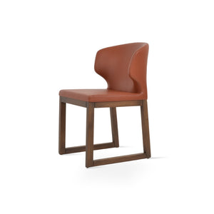 Soho Concept Amed Sled Wood Dining Chair - Elegant Beech Design, Soft Leatherette, 2-year Guarantee, 350 Lbs Capacity Walnut  Soho-concept-dining-chair-00185