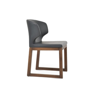 Soho Concept Amed Sled Wood Dining Chair - Elegant Beech Design, Soft Leatherette, 2-year Guarantee, 350 Lbs Capacity Walnut,Grey  Soho-concept-dining-chair-00183