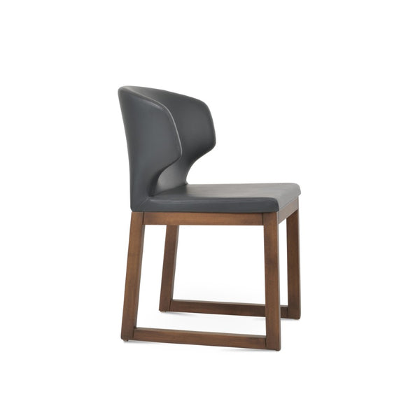 Soho Concept Amed Sled Wood Dining Chair - Elegant Beech Design, Soft Leatherette, 2-year Guarantee, 350 Lbs Capacity Walnut,Grey  Soho-concept-dining-chair-00183
