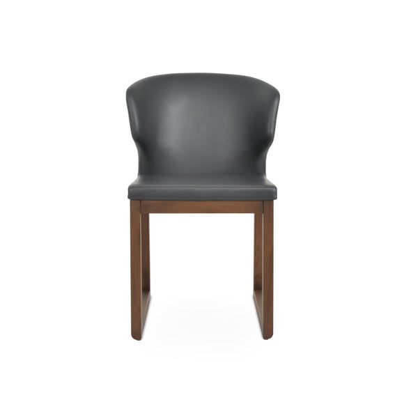 Soho Concept Amed Sled Wood Dining Chair - Elegant Beech Design, Soft Leatherette, 2-year Guarantee, 350 Lbs Capacity Walnut,Grey  Soho-concept-dining-chair-00183