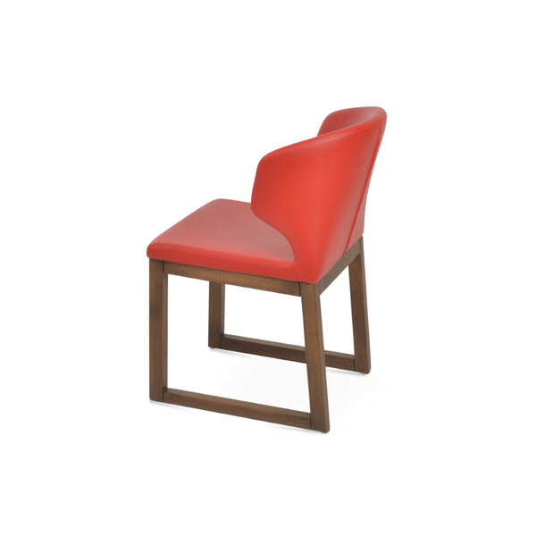 Soho Concept Amed Sled Wood Dining Chair - Elegant Beech Design, Soft Leatherette, 2-year Guarantee, 350 Lbs Capacity Walnut,Red  Soho-concept-dining-chair-00182