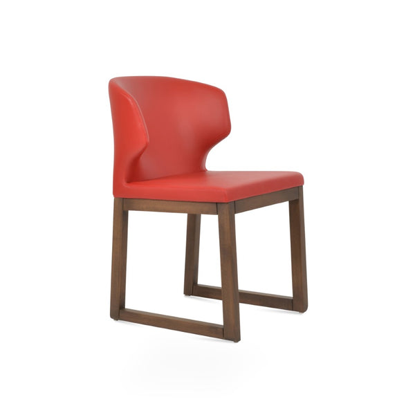 Soho Concept Amed Sled Wood Dining Chair - Elegant Beech Design, Soft Leatherette, 2-year Guarantee, 350 Lbs Capacity Walnut,Red  Soho-concept-dining-chair-00182