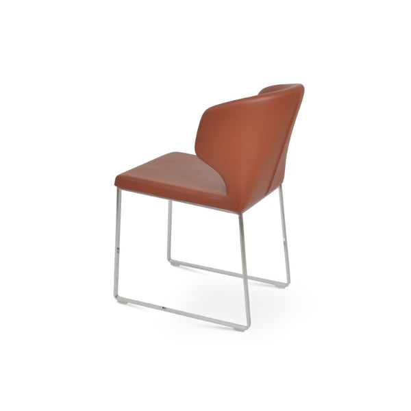 Soho Concept Amed Sled Dining Chair - Elegant Leatherette Upholstery, Stylish Metal Base, 2-year Guarantee, Grey Chrome  Soho-concept-dining-chair-00186