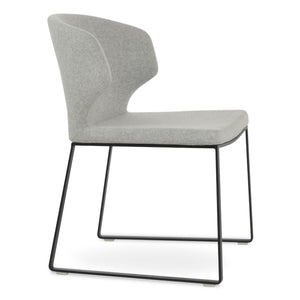 Soho Concept Amed Sled Dining Chair - Stylish Camira Blazer Wool, 10-year Guarantee, Premium Metal Base Design Black,Silver  Soho-concept-dining-chair-00187