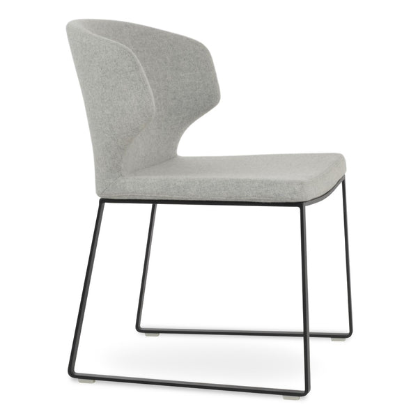 Soho Concept Amed Sled Dining Chair - Stylish Camira Blazer Wool, 10-year Guarantee, Premium Metal Base Design Black,Silver  Soho-concept-dining-chair-00187