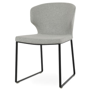 Soho Concept Amed Sled Dining Chair - Stylish Camira Blazer Wool, 10-year Guarantee, Premium Metal Base Design Black,Silver  Soho-concept-dining-chair-00187