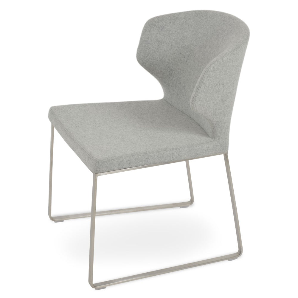 Soho Concept Amed Sled Dining Chair - Stylish Camira Blazer Wool, 10-year Guarantee, Premium Metal Base Design Silver  Soho-concept-dining-chair-00190