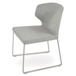 Soho Concept Amed Sled Dining Chair - Stylish Camira Blazer Wool, 10-year Guarantee, Premium Metal Base Design Silver  Soho-concept-dining-chair-00190