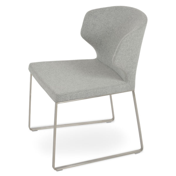 Soho Concept Amed Sled Dining Chair - Stylish Camira Blazer Wool, 10-year Guarantee, Premium Metal Base Design Silver  Soho-concept-dining-chair-00190