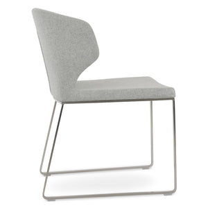 Soho Concept Amed Sled Dining Chair - Stylish Camira Blazer Wool, 10-year Guarantee, Premium Metal Base Design Silver  Soho-concept-dining-chair-00190