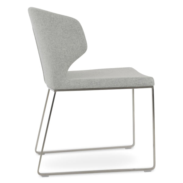 Soho Concept Amed Sled Dining Chair - Stylish Camira Blazer Wool, 10-year Guarantee, Premium Metal Base Design Silver  Soho-concept-dining-chair-00190