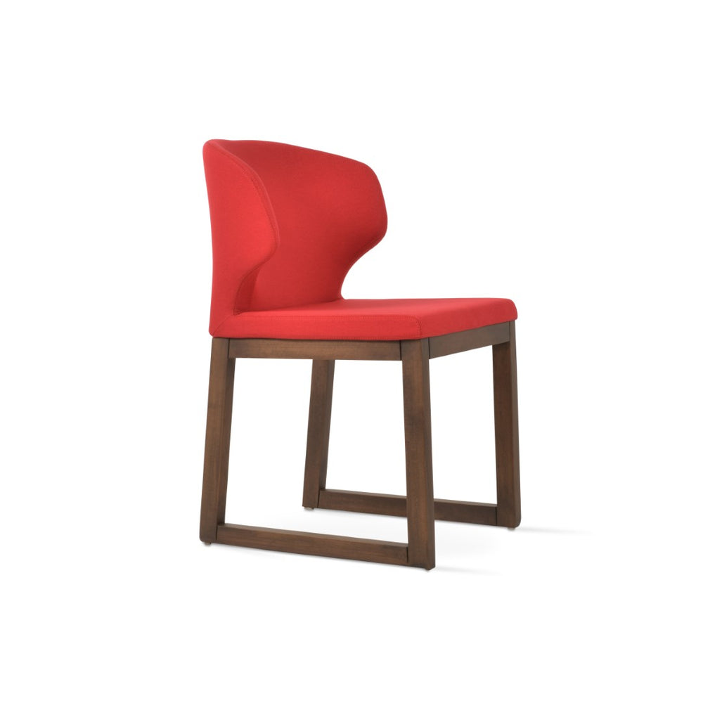 Soho Concept Amed Sled Wood Dining Chair - Luxurious Upholstery Options, 10-year Guarantee, Made In Türkiye Walnut,Red  Soho-concept-dining-chair-00192