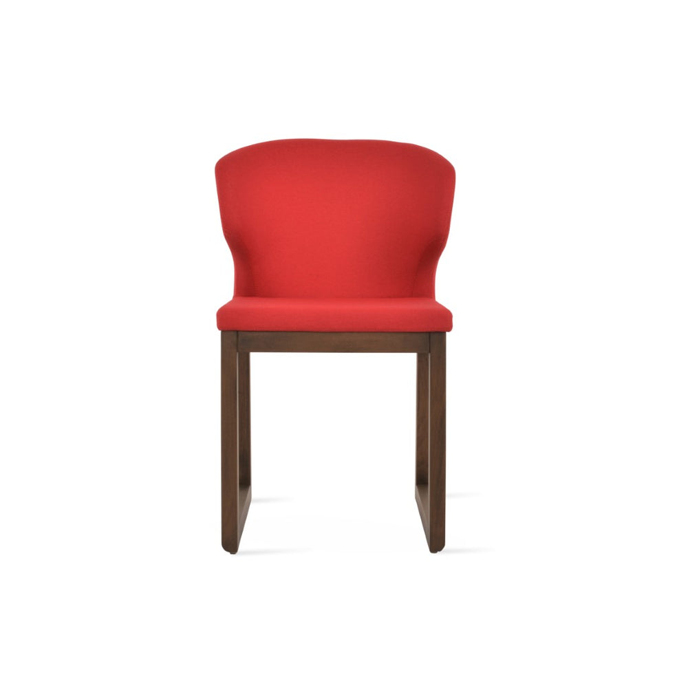 Soho Concept Amed Sled Wood Dining Chair - Luxurious Upholstery Options, 10-year Guarantee, Made In Türkiye Walnut,Red  Soho-concept-dining-chair-00192