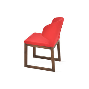 Soho Concept Amed Sled Wood Dining Chair - Luxurious Upholstery Options, 10-year Guarantee, Made In Türkiye Walnut,Red  Soho-concept-dining-chair-00192