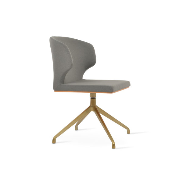 Soho Concept Amed Spider Swivel Chair - Elegant Boucle, Velvet & Nubuck Fabrics, 10-year Guarantee, Perfect For Dining Brass,Grey  Soho-concept-dining-chair-00199
