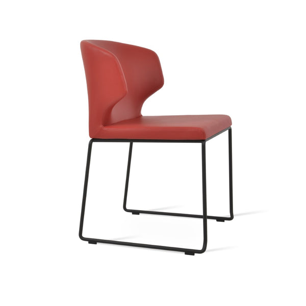 Soho Concept Amed Wire Stackable Dining Chair - Soft Leatherette, 2-year Guarantee, Space-saving Design, 300 Lbs Capacity Red,Black  Soho-concept-dining-chair-00233