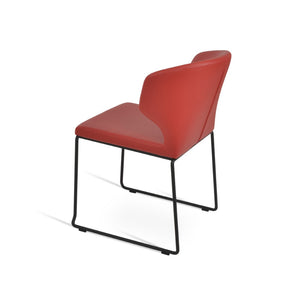 Soho Concept Amed Wire Stackable Dining Chair - Soft Leatherette, 2-year Guarantee, Space-saving Design, 300 Lbs Capacity Red,Black  Soho-concept-dining-chair-00232