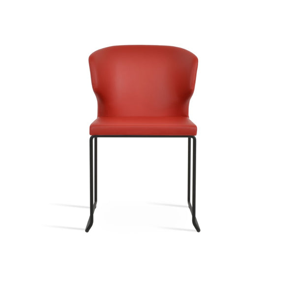 Soho Concept Amed Wire Stackable Dining Chair - Soft Leatherette, 2-year Guarantee, Space-saving Design, 300 Lbs Capacity Red,Black  Soho-concept-dining-chair-00232