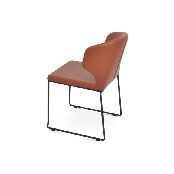 Soho Concept Amed Wire Stackable Dining Chair - Soft Leatherette, 2-year Guarantee, Space-saving Design, 300 Lbs Capacity Black  Soho-concept-dining-chair-00227