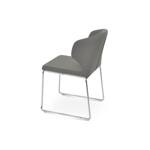 Soho Concept Amed Wire Stackable Dining Chair - Stylish Fabric Options, Durable Steel Frame, 10-year Guarantee Chrome,Grey  Soho-concept-dining-chair-00221