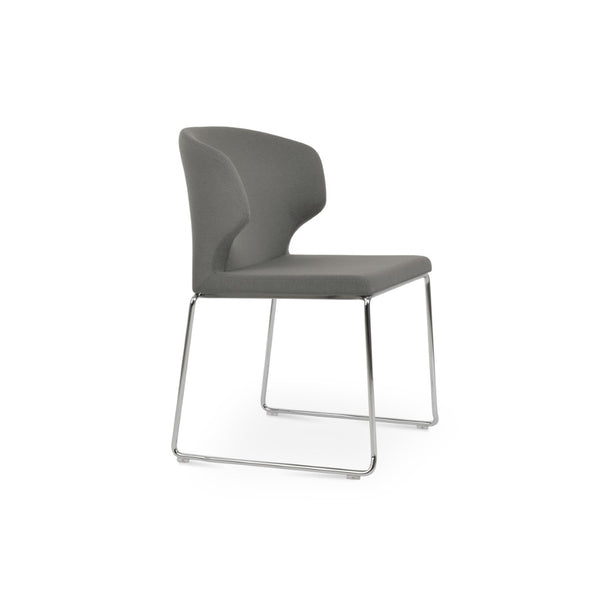 Soho Concept Amed Wire Stackable Dining Chair - Stylish Fabric Options, Durable Steel Frame, 10-year Guarantee Chrome,Grey  Soho-concept-dining-chair-00221