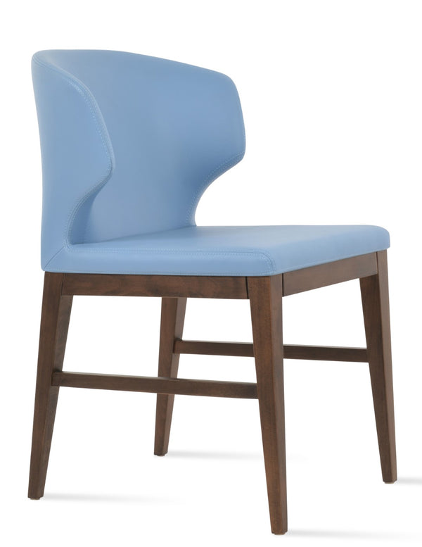 Soho Concept Amed Wood Dining Chair - Premium Leatherette, Solid Beech Base, 2-year Guarantee, Modern Versatility Blue,Walnut  Soho-concept-dining-chair-00240