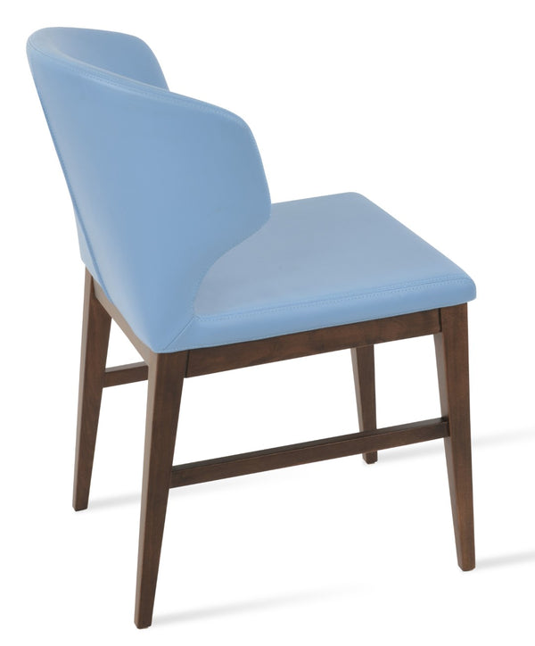 Soho Concept Amed Wood Dining Chair - Premium Leatherette, Solid Beech Base, 2-year Guarantee, Modern Versatility Blue,Walnut  Soho-concept-dining-chair-00240