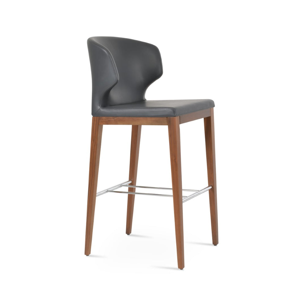 Soho Concept Amed Wood Barstools & Counterstools – Stylish Leatherette Seating With 2-year Guarantee, Turkiye Crafted Walnut,Grey  Soho-concept-dining-chair-10186