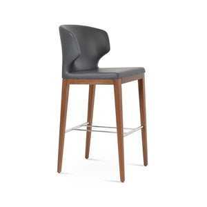 Soho Concept Amed Wood Barstools & Counterstools – Stylish Leatherette Seating With 2-year Guarantee, Turkiye Crafted Walnut,Grey  Soho-concept-dining-chair-10186
