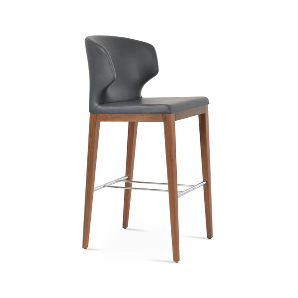 Soho Concept Amed Wood Barstools & Counterstools – Stylish Leatherette Seating With 2-year Guarantee, Turkiye Crafted Walnut,Grey  Soho-concept-dining-chair-10186