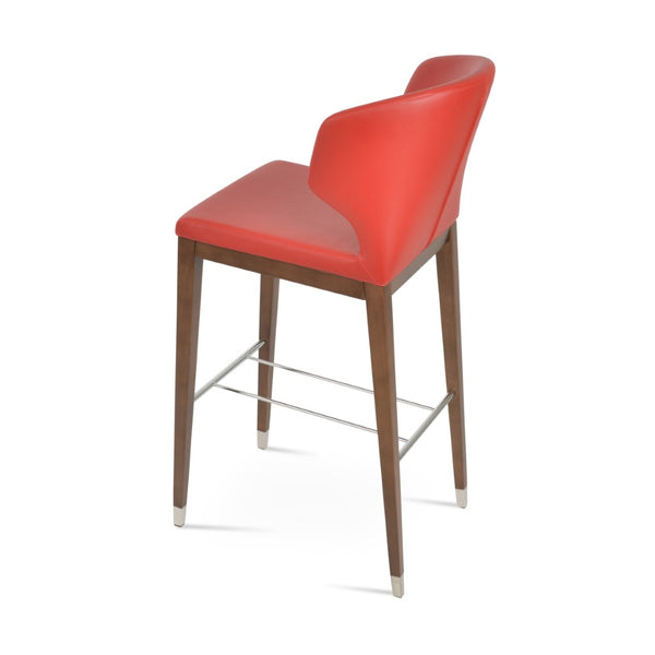 Soho Concept Amed Wood Barstools & Counterstools – Stylish Leatherette Seating With 2-year Guarantee, Turkiye Crafted Walnut,Red  Soho-concept-dining-chair-10185