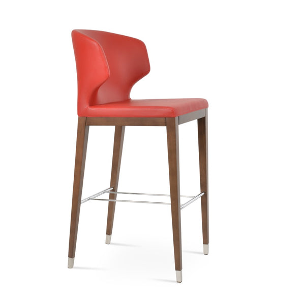 Soho Concept Amed Wood Barstools & Counterstools – Stylish Leatherette Seating With 2-year Guarantee, Turkiye Crafted Walnut,Red  Soho-concept-dining-chair-07373